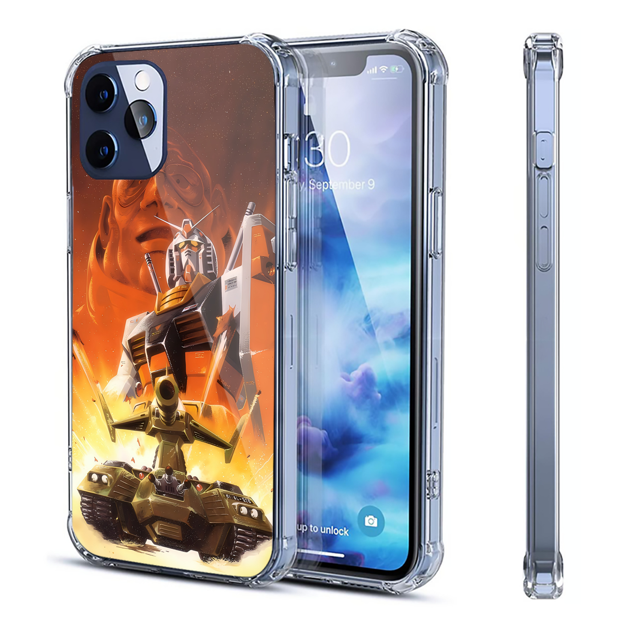 （画像用） 機動戦士ガンダム Mobile Suit Gundam 【iPhone 12シリーズ対応】透明スマホケース（クリアソフトケース）